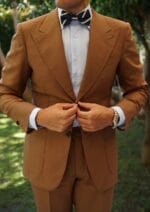 Ανδρικό Παπιγιόν Original Men's Fashion Με Χρυσές Ρίγες σε Χρώμα Μπλε - Image 2