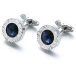 Ανδρικά Μανικετόκουμπα Original Men's Fashion Από Ατσάλι Σε Ασημί και Μπλε Στρoγγυλά Royal Crystal Blue Osean