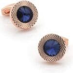 Ανδρικά Μανικετόκουμπα Original Men's Fashion Από Ατσάλι Σε Rose Gold Στρoγγυλά Crystal Gem in Rose