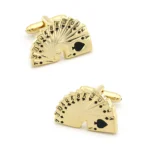 Ανδρικά Μανικετόκουμπα Original Men's Fashion Από Ατσάλι Σε Χρυσό Χαρτιά Golden Poker Cards