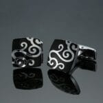 Ανδρικά Μανικετόκουμπα Original Men's Fashion Από Ατσάλι Σε Ασημί και Μαύρο Black Tribal Velvet - Image 2