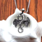 Original Mens Fashion Αλυσίδα Λαιμού Με Μενταγιόν Dragon Μήκους 70cm Silver & Black Από Ατσάλι 316L - Image 3