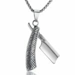 Original Mens Fashion Αλυσίδα Λαιμού Με Μενταγιόν Φαλτσέτα Μήκους 60cm Silver & Black Από Ατσάλι 316L