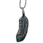 Original Mens Fashion Αλυσίδα Λαιμού Με Μενταγιόν Indian Feather Silver Μήκους 60cm Από Ατσάλι 316L - Image 2