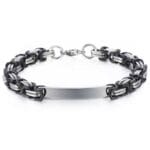 Original Mens Fashion Ανδρική Μεγάλη Ταυτότητα Χεριού Byzantine Silver & Black Από Ατσάλι 316L