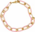 Original Fashion Γυναικεία Αλυσίδα Χεριού Premium Peperclip Golden & Pink Μήκους 22cm Από Ατσάλι 316L