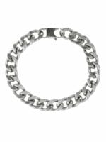 Original Mens Fashion Ανδρική Αλυσίδα Χεριού Cuban Stripes Premium Silver Πλάτους 9mm και Μήκους 21cm Από Ατσάλι 316L