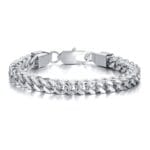 Original Mens Fashion Ανδρική Αλυσίδα Χεριού Cuban Square Silver Πλάτους 8mm και Μήκους 20cm Από Ατσάλι