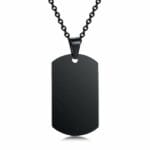 Original Mens Fashion Αλυσίδα Λαιμού Με Μενταγιόν Dog Tag Black Μήκους 70cm Από Ατσάλι