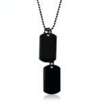 Original Mens Fashion Αλυσίδα Λαιμού Με Μενταγιόν Double Dog Tag Black Μήκους 70cm Από Ατσάλι