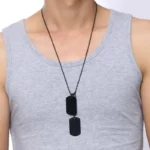 Original Mens Fashion Αλυσίδα Λαιμού Με Μενταγιόν Double Dog Tag Black Μήκους 70cm Από Ατσάλι - Image 2