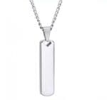 Original Mens Fashion Μενταγιόν Geometric Vertical Bar Silver Μήκους 60cm Με Αλυσίδα Από Ατσάλι
