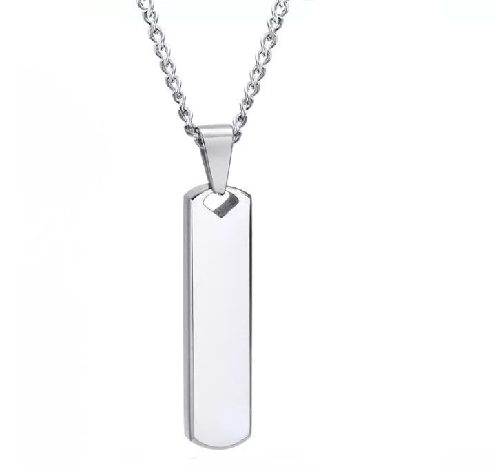 original mens fashion neckless geometric verical bar silver omf 146 Original Mens Fashion Μενταγιόν Geometric Vertical Bar Silver Μήκους 60cm Με Αλυσίδα Από Ατσάλι - Image 1