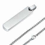 Original Mens Fashion Μενταγιόν Geometric Vertical Bar Silver Μήκους 60cm Με Αλυσίδα Από Ατσάλι - Image 2