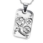 Original Mens Fashion Μενταγιόν Με Γρανάζια Silver Μήκους 60cm Με Αλυσίδα Από Ατσάλι