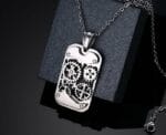 Original Mens Fashion Μενταγιόν Με Γρανάζια Silver Μήκους 60cm Με Αλυσίδα Από Ατσάλι - Image 3