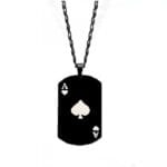 Original Mens Fashion Αλυσίδα Λαιμού Με Μενταγιόν Poker Ace Black Μήκους 70cm Από Ατσάλι
