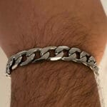 Original Mens Fashion Ανδρική Αλυσίδα Χεριού Cuban Stripes Premium Silver Πλάτους 9mm και Μήκους 21cm Από Ατσάλι 316L - Image 2