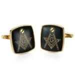 Ανδρικά Μανικετόκουμπα Original Mens Fashion Από Ατσάλι Σε Χρυσό και Μαύρο Τεκτονικό Σύμβολο
