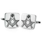 Ανδρικά Μανικετόκουμπα Original Mens Fashion Από Ατσάλι Σε Ασημί και Μαύρο Τεκτονικό Σύμβολο
