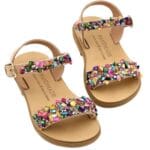 Pink Lady Χειροποίητα Παιδικά Σανδάλια Ταμπά Peitho Από Δέρμα Με Πέτρες Πολύχρωμα