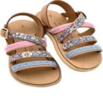 Pink Lady Χειροποίητα Παιδικά Σανδάλια Volvi Ταμπά Από Δέρμα Με Κορδέλα Σε Σιέλ - Image 2