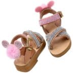 Pink Lady Χειροποίητα Παιδικά Σανδάλια Ταμπά Minnie Mouse Από Δέρμα Με Strass Σε Ροζ - Image 2