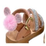 Pink Lady Χειροποίητα Παιδικά Σανδάλια Ταμπά Minnie Mouse Από Δέρμα Με Strass Σε Ροζ - Image 3