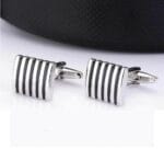 Set Ανδρικά Μανικετόκουμπα Original Men's Fashion Από Ατσάλι Σε Μαύρο Black Stripes - Image 2
