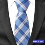 Ανδρική Γραβάτα Original Men's Fashion White Stripes Σιέλ 6cm - Image 2