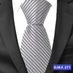 Ανδρική Γραβάτα Original Men's Fashion Grey Stripes Silver 6cm - Image 2