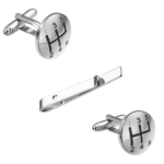 Set Ανδρικά Μανικετόκουμπα Original Men’s Fashion και Clip Γραβάτας Από Ατσάλι Σε Ασημί Ταχύτητες Gear Box