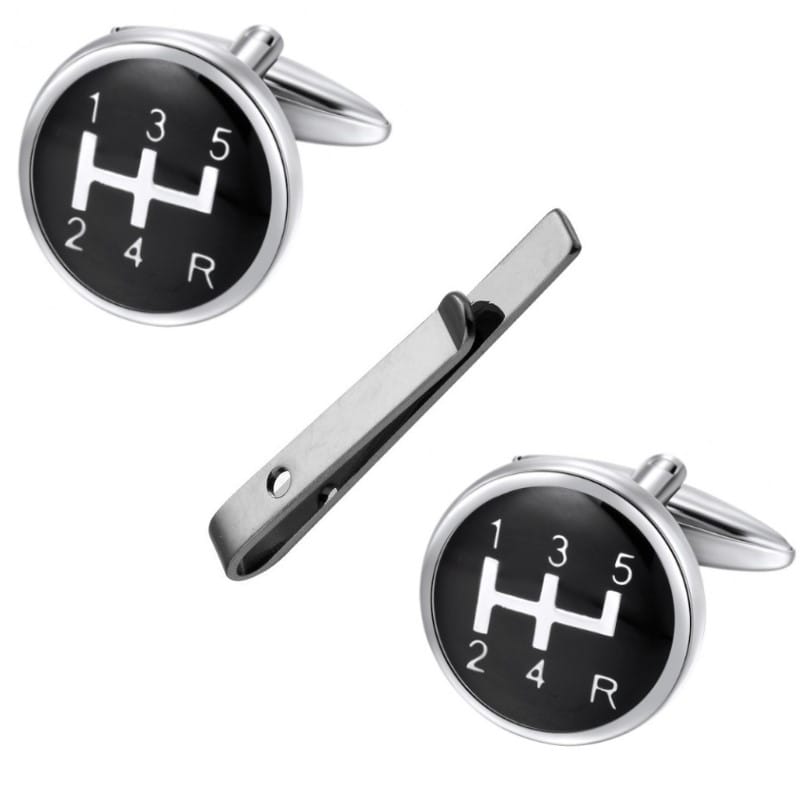 set original-mens-fashion-maniketokoumpa-black-gear box Set Ανδρικά Μανικετόκουμπα Original Men's Fashion Από Ατσάλι Σε Μαύρο Gear Box - Image 1