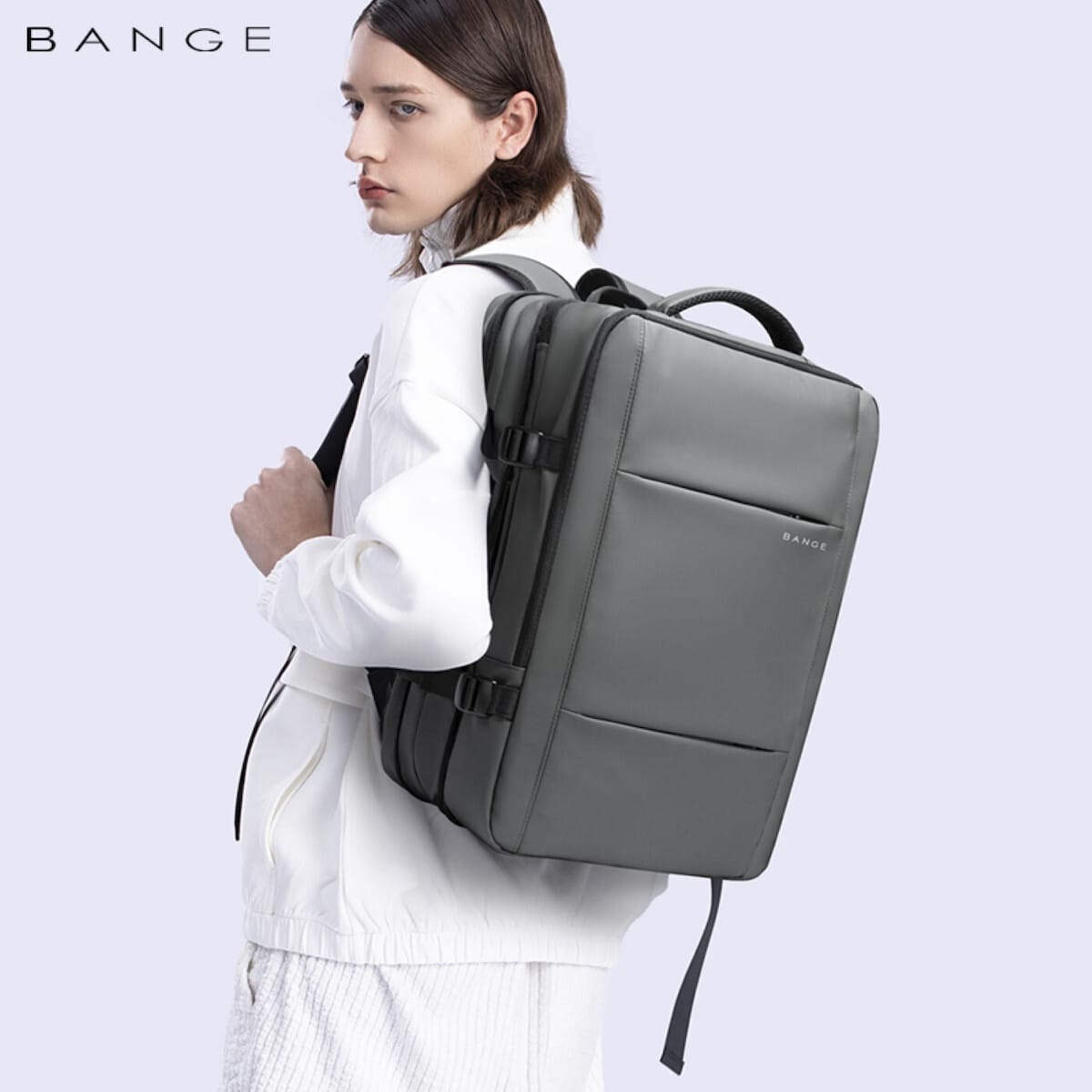 Bange 1908 Αδιάβροχη Τσάντα Πλάτης για Laptop 17.3" Σε Χρώμα Γκρι - Image 10