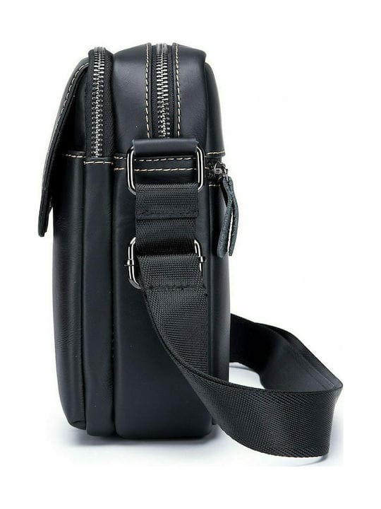 Bull Captain DJB-07 Δερμάτινη Ανδρική Τσάντα Ώμου / Χιαστί Σε Χρώμα Μαύρο - Image 3