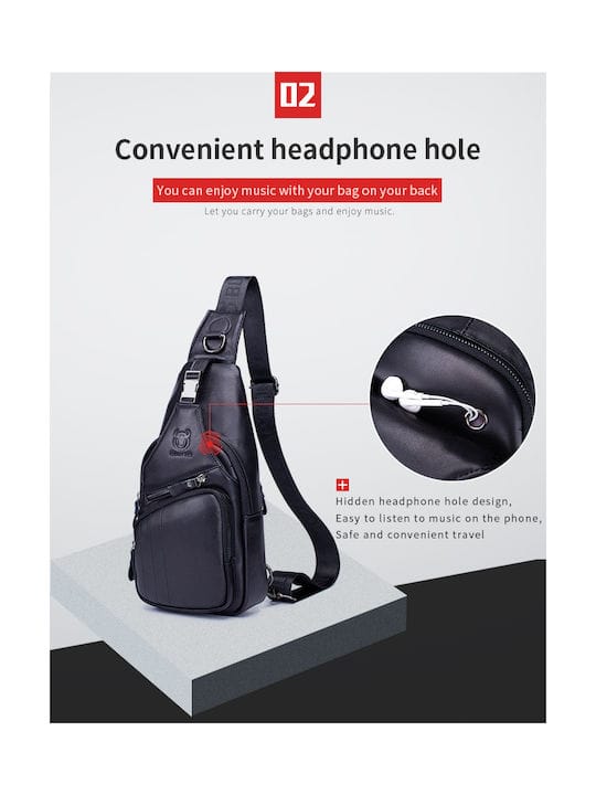 Bull Captain XB-105 Δερμάτινη Ανδρική Τσάντα Στήθους Σε Χρώμα Μαύρο - Image 4