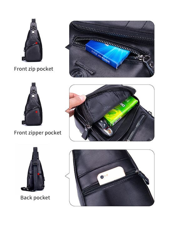 Bull Captain XB-105 Δερμάτινη Ανδρική Τσάντα Στήθους Σε Χρώμα Μαύρο - Image 6