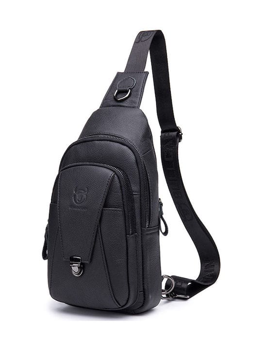 Bull Captain XB-110 Δερμάτινη Ανδρική Τσάντα Στήθους Σε Χρώμα Μαύρο - Image 1