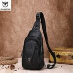Bull Captain XB-110 Δερμάτινη Ανδρική Τσάντα Στήθους Σε Χρώμα Μαύρο - Image 2