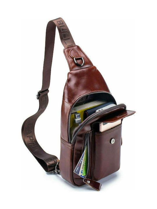 Bull Captain XB-121 Δερμάτινη Ανδρική Τσάντα Στήθους Σε Χρώμα Καφέ - Image 4
