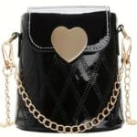 Pink Lady Παιδική Τσάντα Ώμου / Χιαστί Από Δερματίνη Heart Σε Μαύρο