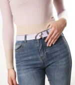 Axel 1609-0090 Monogram Γυναικεία Ζώνη Δερμάτινη Με Αγκράφα Logo 'A' Σε Lilac - Image 4