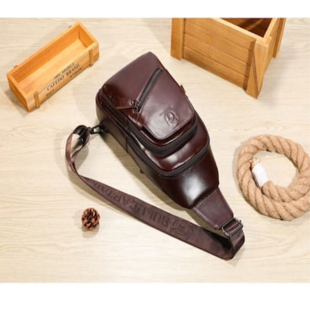 Bull Captain XB 127 Δερμάτινη Ανδρική Τσάντα Ώμου / Χιαστί Σε Χρώμα Καφέ - Image 4