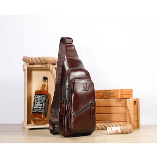 Bull Captain XB 127 Δερμάτινη Ανδρική Τσάντα Ώμου / Χιαστί Σε Χρώμα Καφέ - Image 5