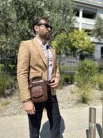Bull Captain DJB 777 Δερμάτινη Ανδρική Τσάντα Ώμου / Χιαστί Σε Χρώμα Σκούρο Καφέ - Image 4