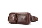 Bull Captain YB 082 Δερμάτινο Ανδρικό Τσαντάκι Μέσης Σε Χρώμα Σκούρο Καφέ