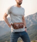 Bull Captain YB 082 Δερμάτινο Ανδρικό Τσαντάκι Μέσης Σε Χρώμα Σκούρο Καφέ - Image 2