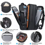 Bange 1908 Αδιάβροχη Τσάντα Πλάτης για Laptop 17.3" Σε Χρώμα Μαύρο - Image 3