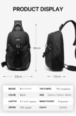 Bange 77120 Ανδρικό Τσαντάκι Ώμου/Crossbody Σε Χρώμα Μαύρο - Image 9