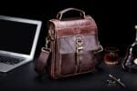 Bull Captain DJB 302 Δερμάτινη Ανδρική Τσάντα Ώμου / Χιαστί Σε Χρώμα Καφέ - Image 2
